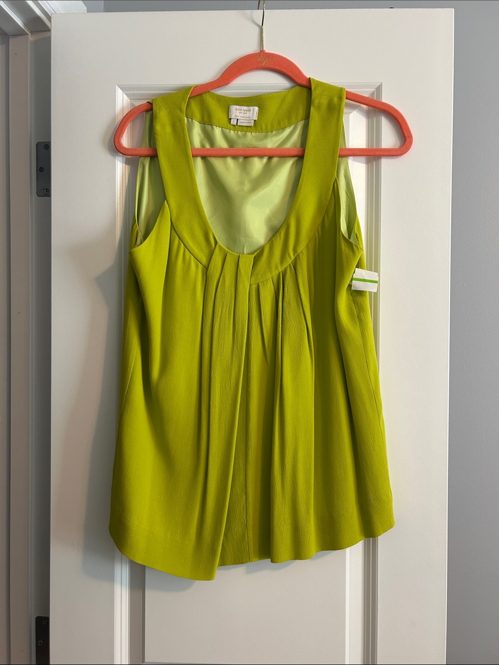 kate spade Lime Green Pleated Sleeveless Camisole